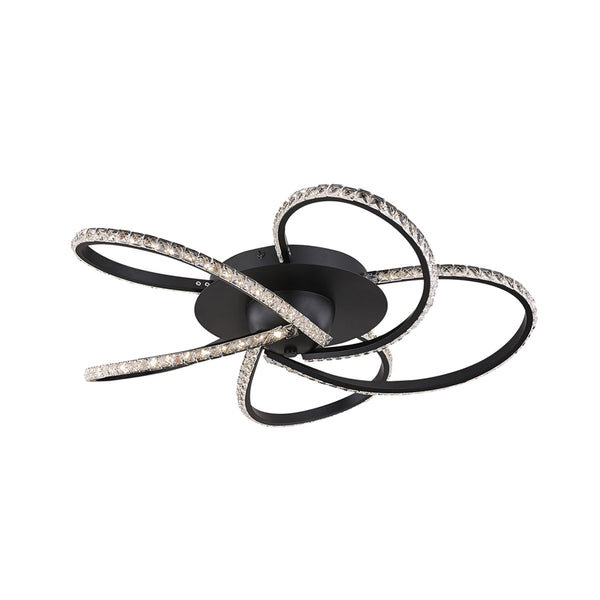 Irie Dimmable LED Ceiling Light 5 Strand Crystal Metal Black