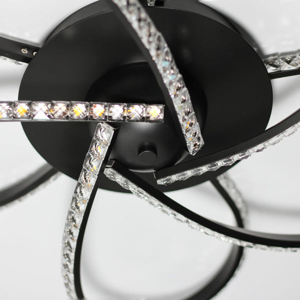 Irie Dimmable LED Ceiling Light 5 Strand Crystal Metal Black