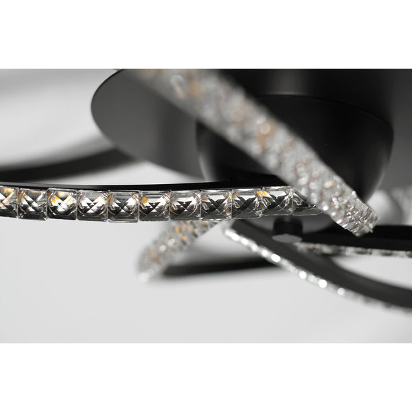 Irie Dimmable LED Ceiling Light 5 Strand Crystal Metal Black