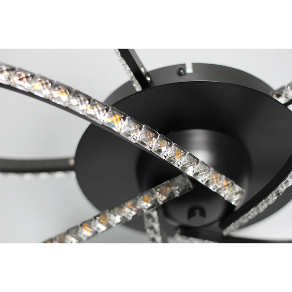 Irie Dimmable LED Ceiling Light 5 Strand Crystal Metal Black