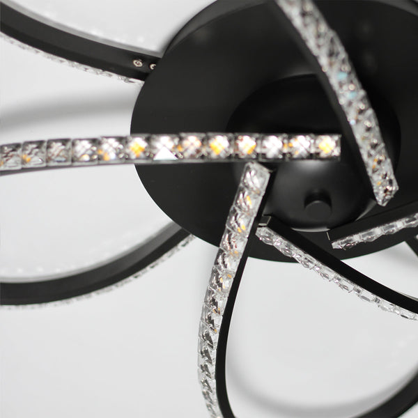 Irie Dimmable LED Ceiling Light 5 Strand Crystal Metal Black