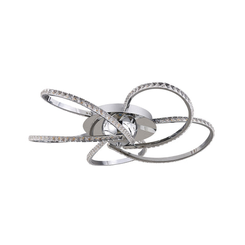 Irie Dimmable LED Ceiling Light 5 Strand Crystal Metal Chrome