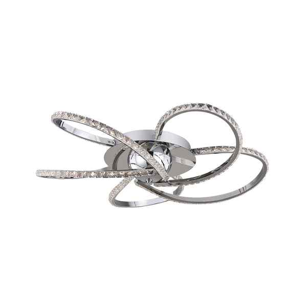Irie Dimmable LED Ceiling Light 5 Strand Crystal Metal Chrome