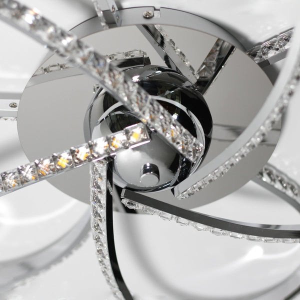 Irie Dimmable LED Ceiling Light 5 Strand Crystal Metal Chrome
