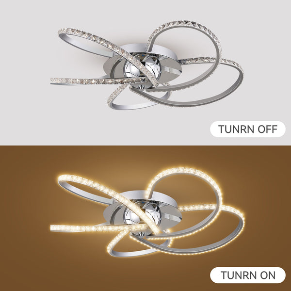 Irie Dimmable LED Ceiling Light 5 Strand Crystal Metal Chrome