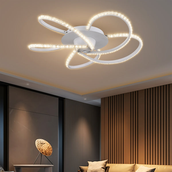 Irie Dimmable LED Ceiling Light 5 Strand Crystal Metal White