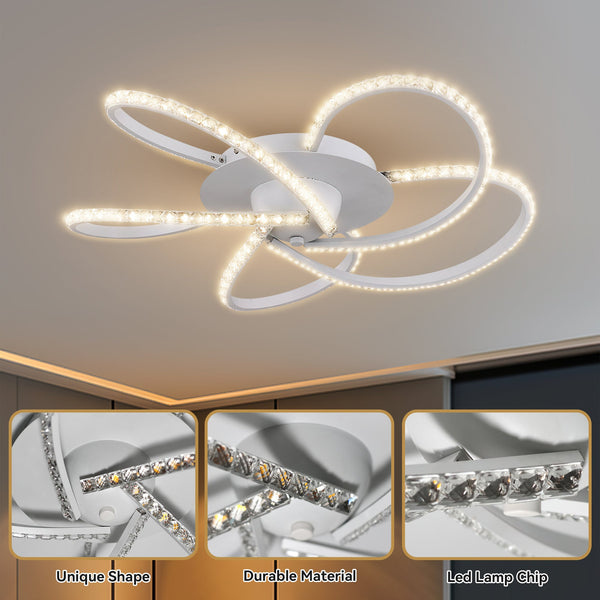 Irie Dimmable LED Ceiling Light 5 Strand Crystal Metal White