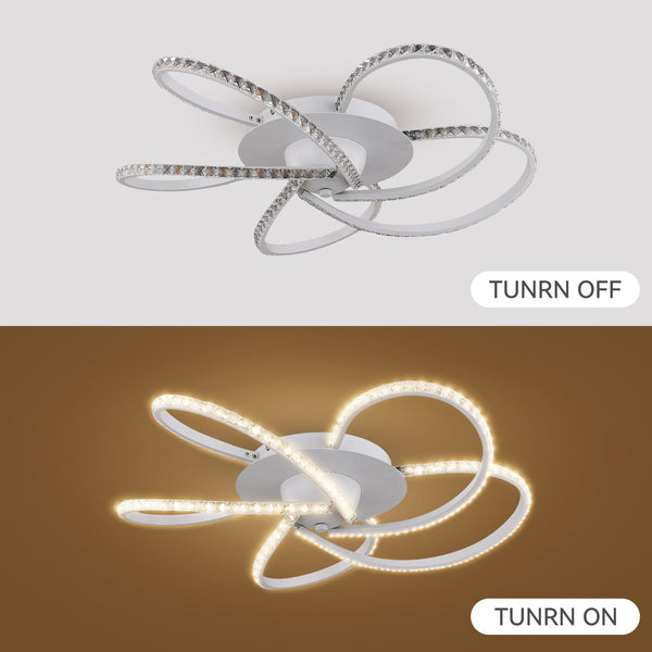 Irie Dimmable LED Ceiling Light 5 Strand Crystal Metal White