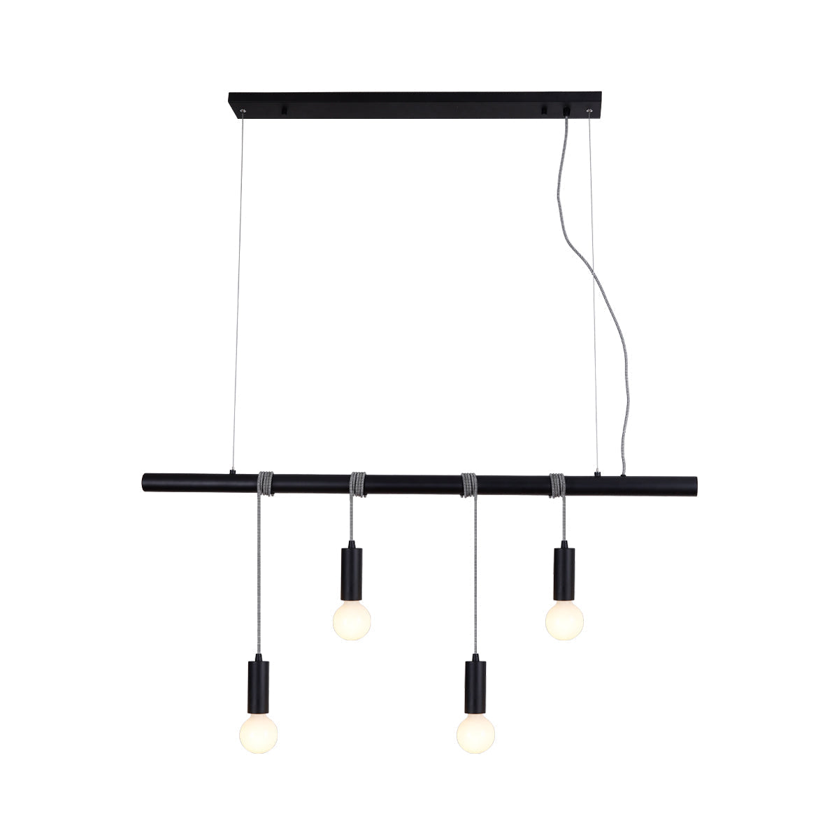 Bikkel 4 Light Metal Bar Pendant Ceiling Lamp Adjustable Height Black