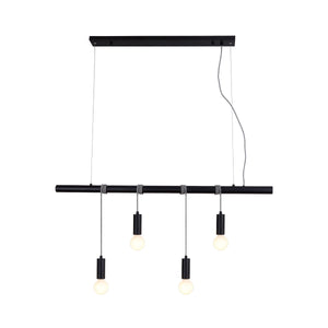 Bikkel 4 Light Metal Bar Pendant Ceiling Lamp Adjustable Height Black