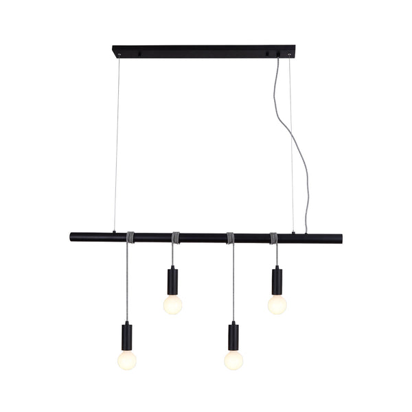Bikkel 4 Light Metal Bar Pendant Ceiling Lamp Adjustable Height Black