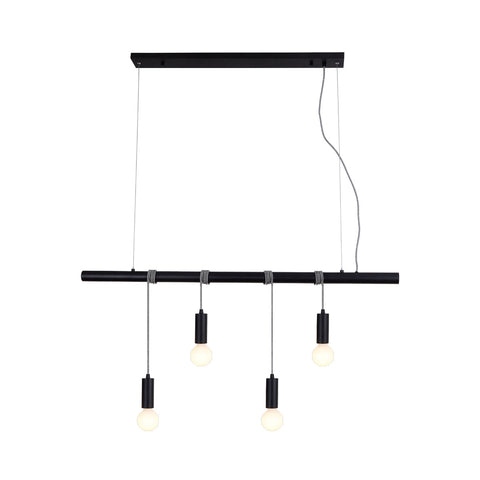 Bikkel 4 Light Metal Bar Pendant Ceiling Lamp Adjustable Height Black
