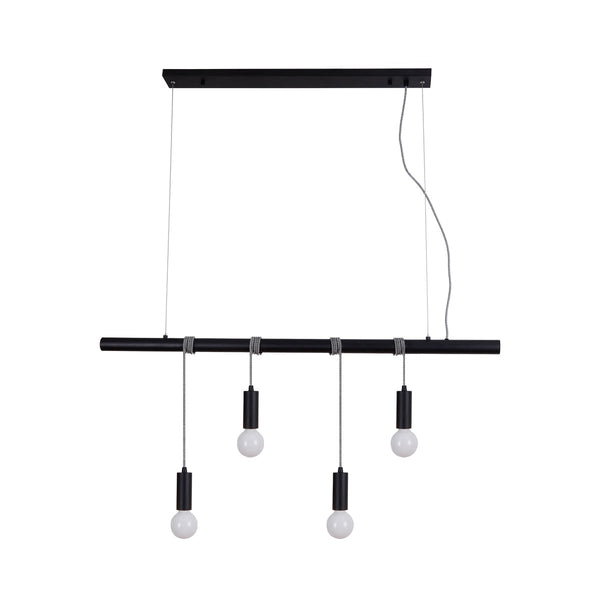 Bikkel 4 Light Metal Bar Pendant Ceiling Lamp Adjustable Height Black