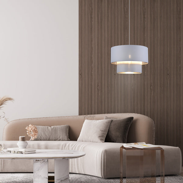 Rabiya Pendant Ceiling Light Lamp Double Shade White