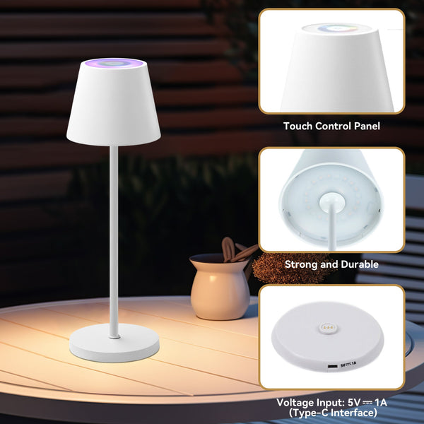 Enoki Dimmable Portable Indoor Outdoor RGB Table Lamp Light Battery White