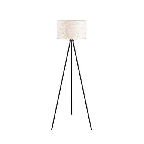 Reynaldo Tripod Floor Lamp Light Metal Legs Linen Drum Shade Beige