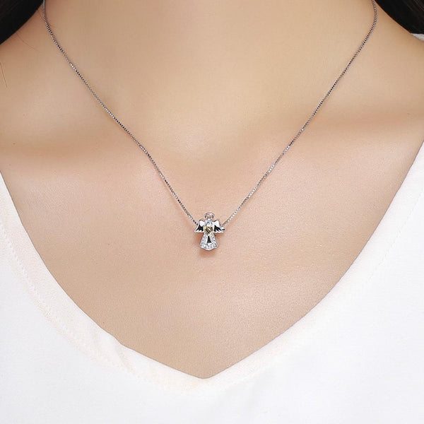 Guardian Angel Platinum Gold Plated Sterling Silver CZ Bead Charm Bracelet Necklace