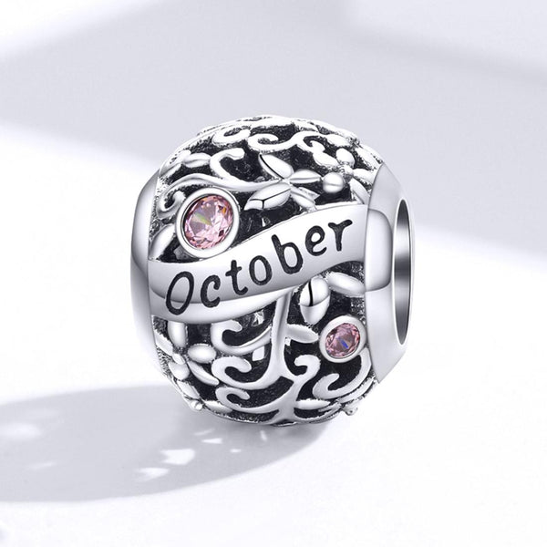 Tourmaline October Birthstone Sterling Silver Zircon CZ Bead Charm Bracelet Necklace