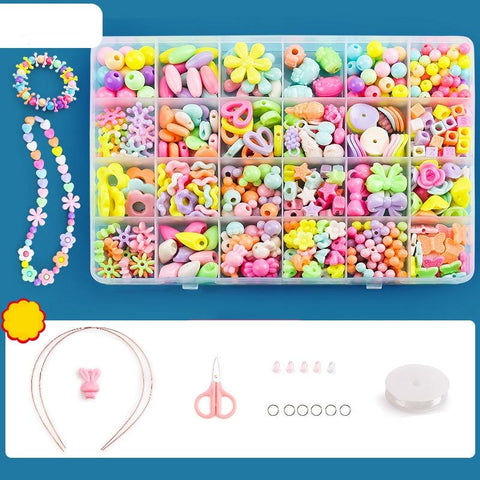 DIY Bracelet Necklace Jewellery Making Kit Kids Children 24 Designs Pastel