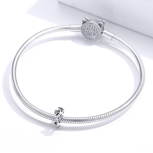 Cherry Blossom Sterling Silver Zircon CZ Bead Charm Bracelet Necklace