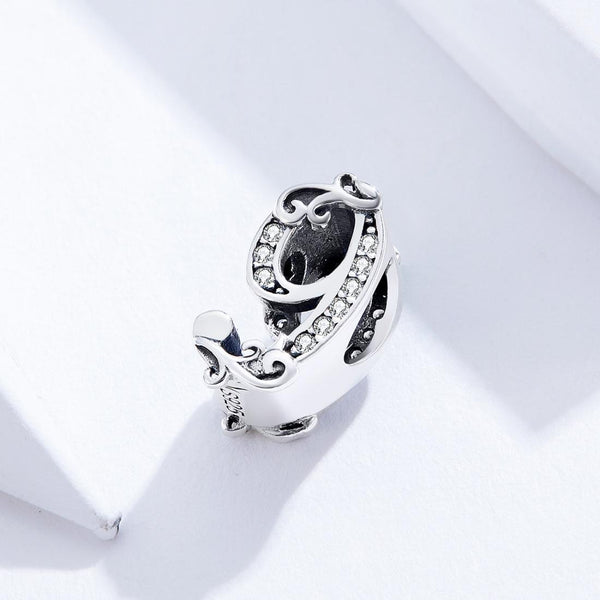 9 Number Numeral Sterling Silver Crystal Zircon CZ Bead Charm Bracelet Necklace