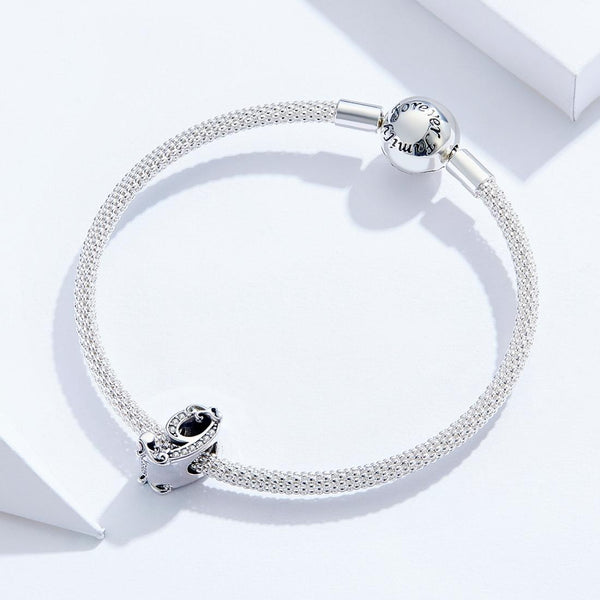 9 Number Numeral Sterling Silver Crystal Zircon CZ Bead Charm Bracelet Necklace