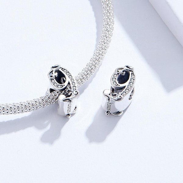 9 Number Numeral Sterling Silver Crystal Zircon CZ Bead Charm Bracelet Necklace