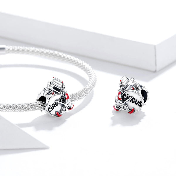 Circus Clown Enamel Sterling Silver Bead Charm Pendant Bracelet Necklace