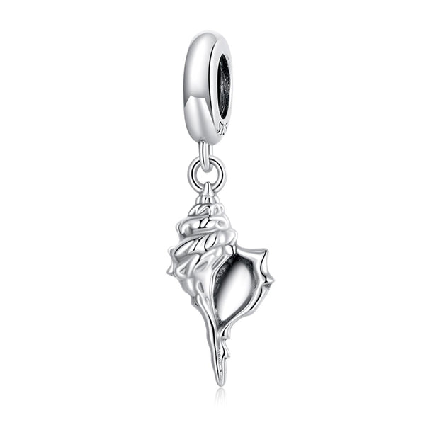 Conch Shell Seashell Sterling Silver Bead Charm Bracelet Necklace