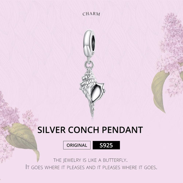 Conch Shell Seashell Sterling Silver Bead Charm Bracelet Necklace