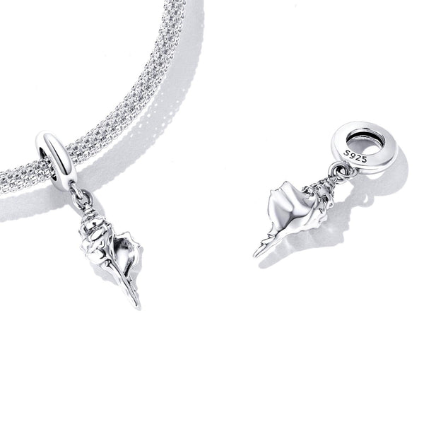 Conch Shell Seashell Sterling Silver Bead Charm Bracelet Necklace
