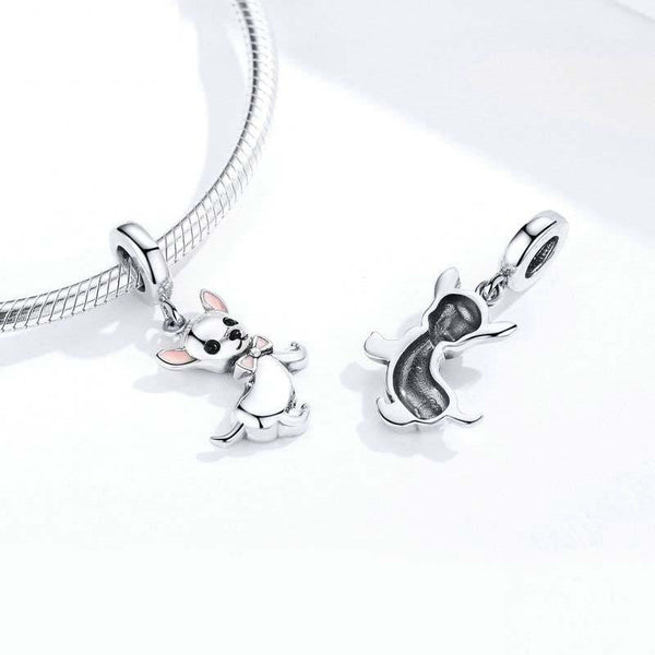 Chihuahua Enamel Sterling Silver Bead Charm Pendant Bracelet Necklace