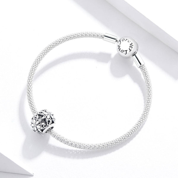 Snowflakes Sterling Silver CZ Spacer Bead Charm Pendant Bracelet Necklace
