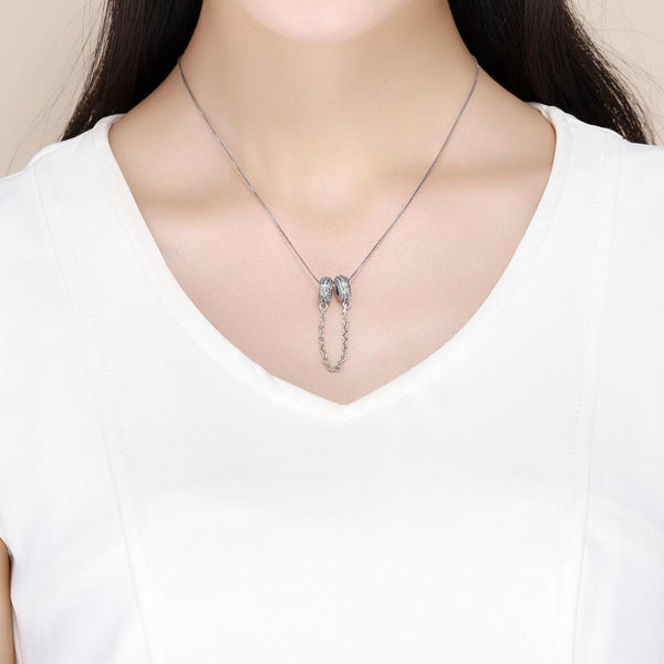 Pave Crystal Sterling Silver Zircon CZ Safety Chain for Bracelet