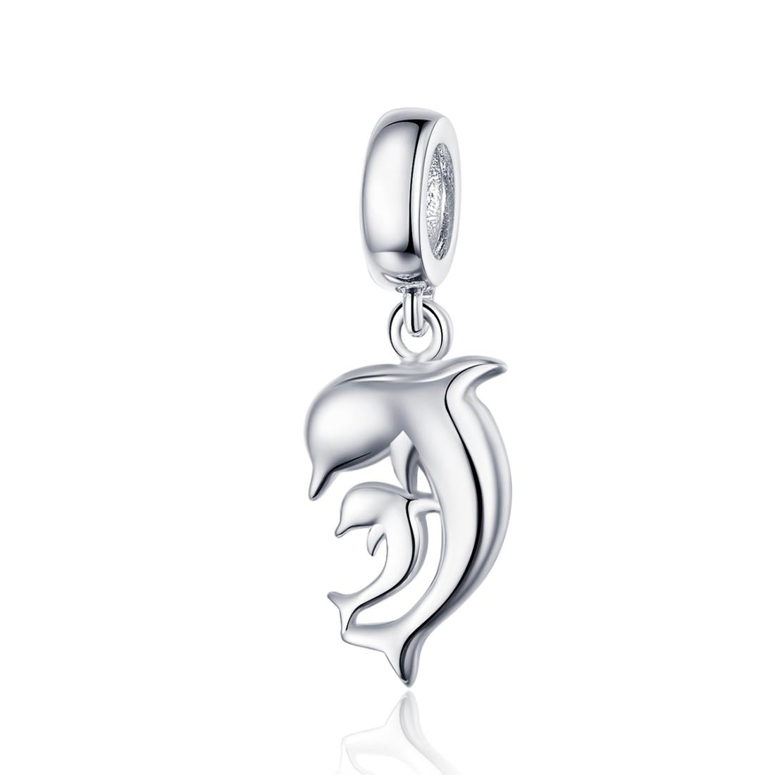 Dolphin Sterling Silver Bead Charm Bracelet Necklace Pendant