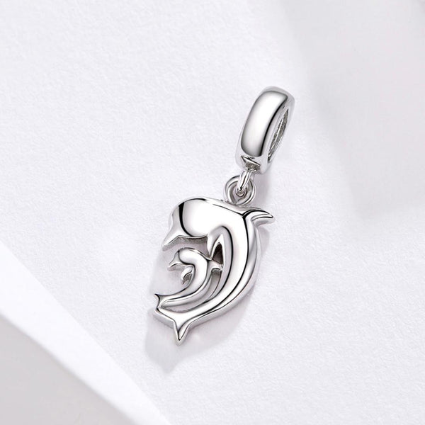 Dolphin Sterling Silver Bead Charm Bracelet Necklace Pendant