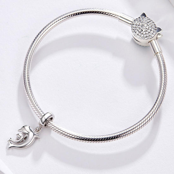 Dolphin Sterling Silver Bead Charm Bracelet Necklace Pendant