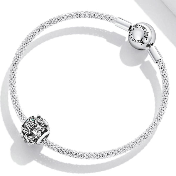 Snake Flowers Sterling Silver Zircon CZ Bead Charm Bracelet Necklace