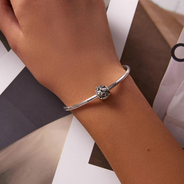 Snake Flowers Sterling Silver Zircon CZ Bead Charm Bracelet Necklace