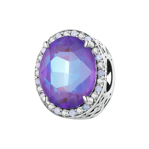 Purple Symphony Sterling Silver Zircon CZ Bead Charm Bracelet Necklace