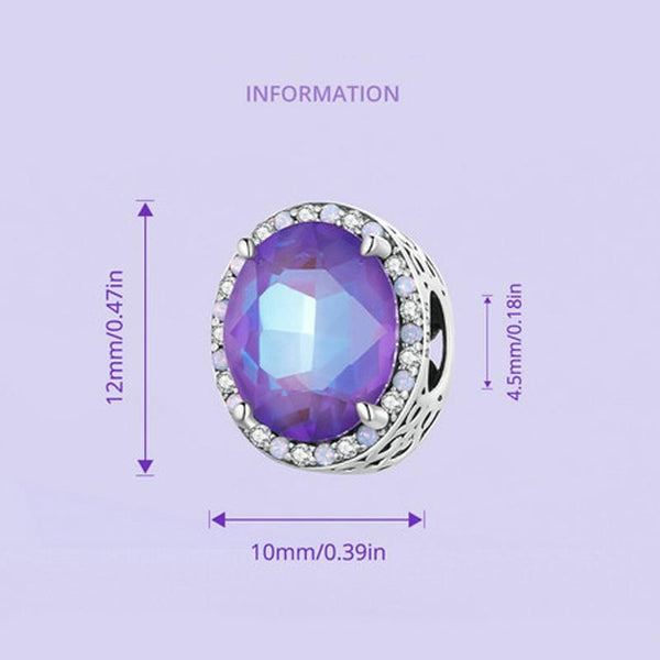 Purple Symphony Sterling Silver Zircon CZ Bead Charm Bracelet Necklace