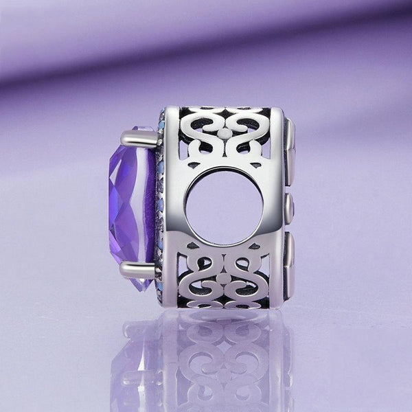 Purple Symphony Sterling Silver Zircon CZ Bead Charm Bracelet Necklace