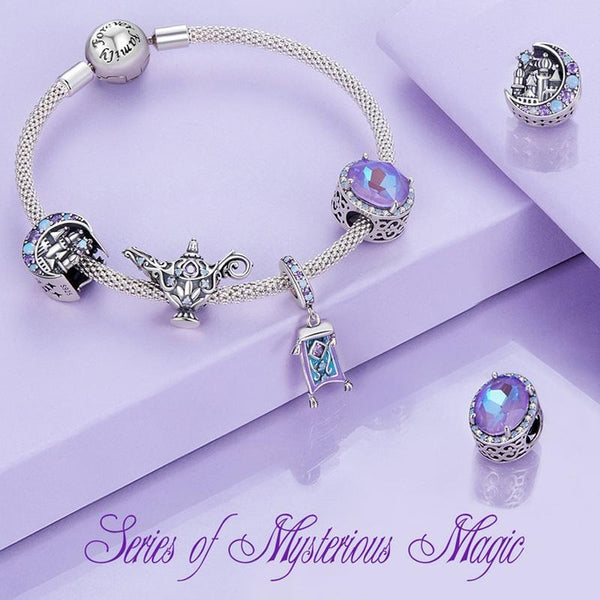 Purple Symphony Sterling Silver Zircon CZ Bead Charm Bracelet Necklace
