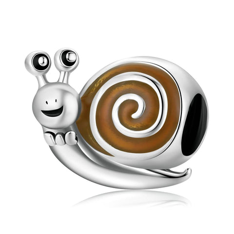 Happy Snail Enamel Sterling Silver Bead Charm Bracelet Necklace