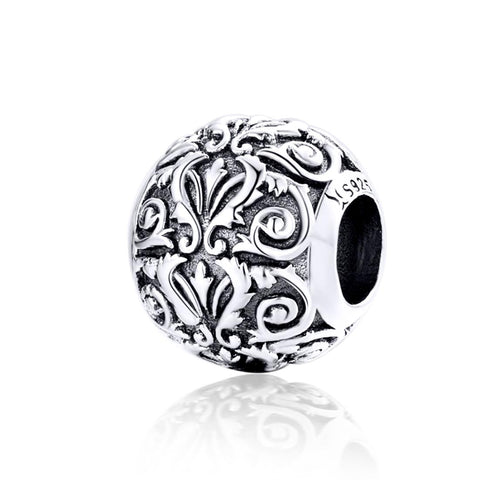 Floral Flowers Filigree Retro Style Sterling Silver Spacer Bead Charm Bracelet