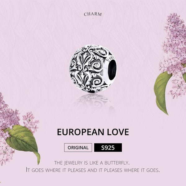 Floral Flowers Filigree Retro Style Sterling Silver Spacer Bead Charm Bracelet