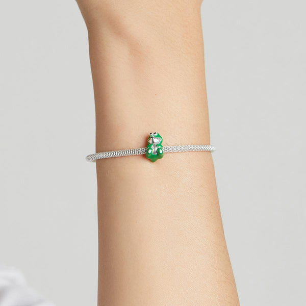 Crocodile Alligator Enamel Sterling Silver Bead Charm Bracelet Necklace