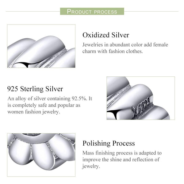 Smiley Flower Sterling Silver Bead Charm Bracelet Necklace Pendant
