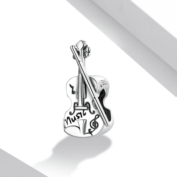 Violin Music Sterling Silver Bead Charm Bracelet Necklace