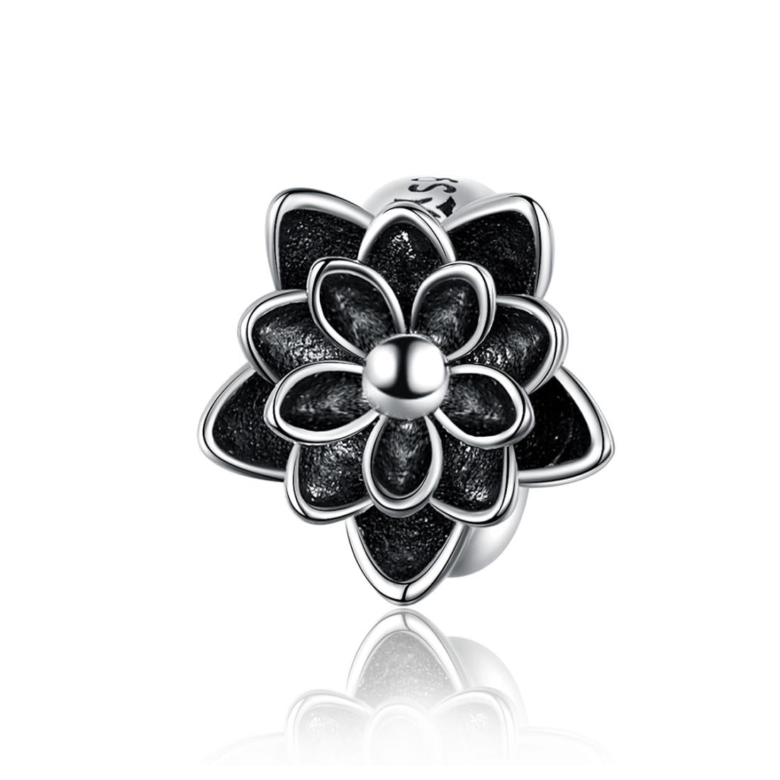 Lotus Flower Sterling Silver Bead Charm Bracelet Necklace Pendant